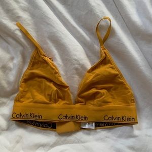 NWOT yellow calvin klein triangle bra